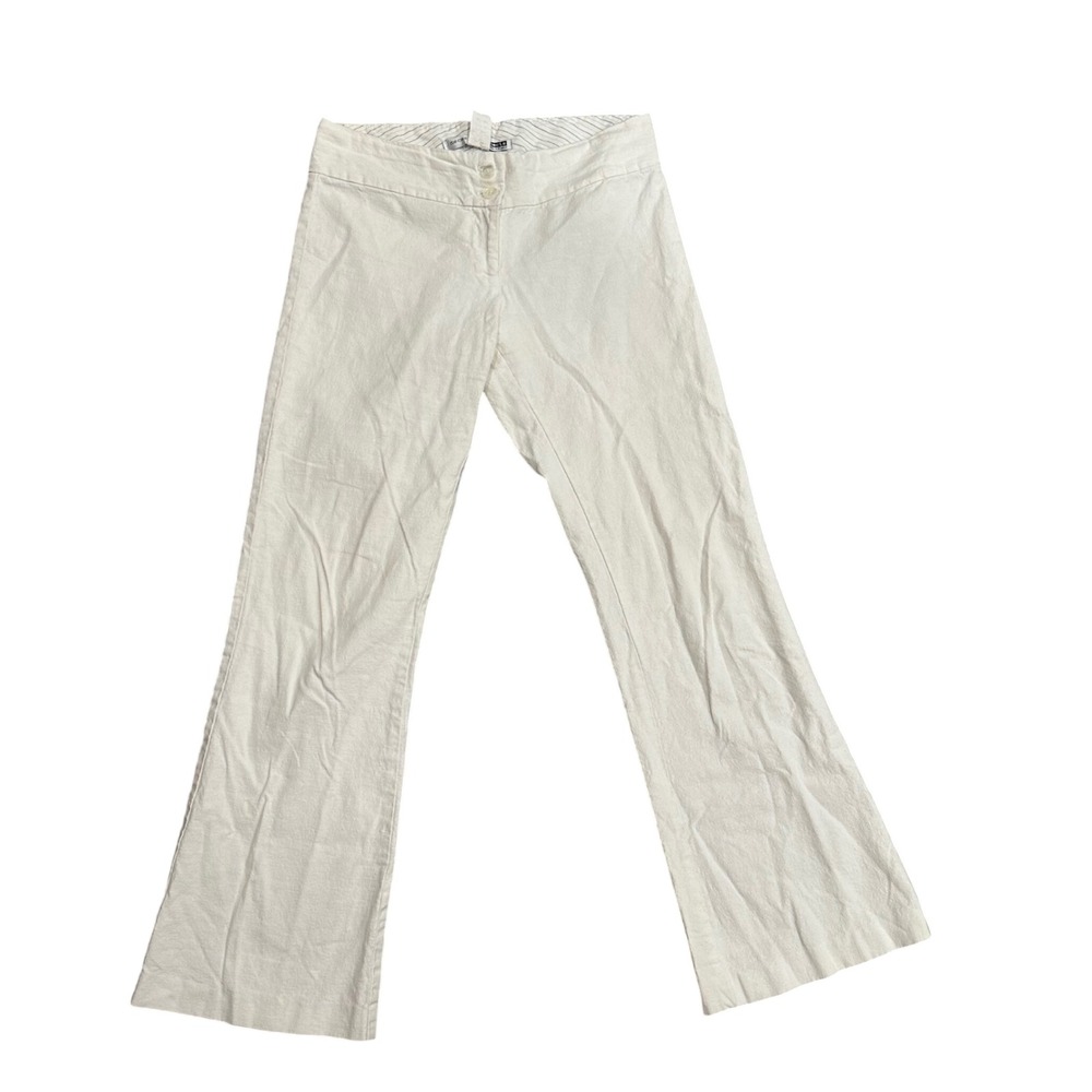 Women y2k White Pants Low Rise Necessity Cotton Blend Size Small